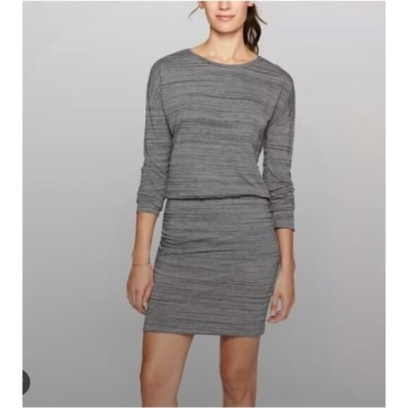 ATHLETA Grey Heathered Crewneck Rouched Dress // S - Picture 1 of 10